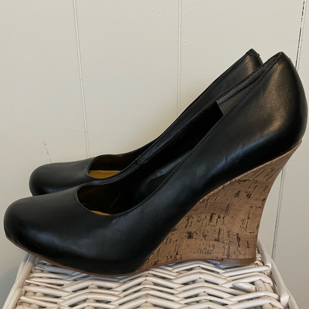 Black Nine West wedge heels